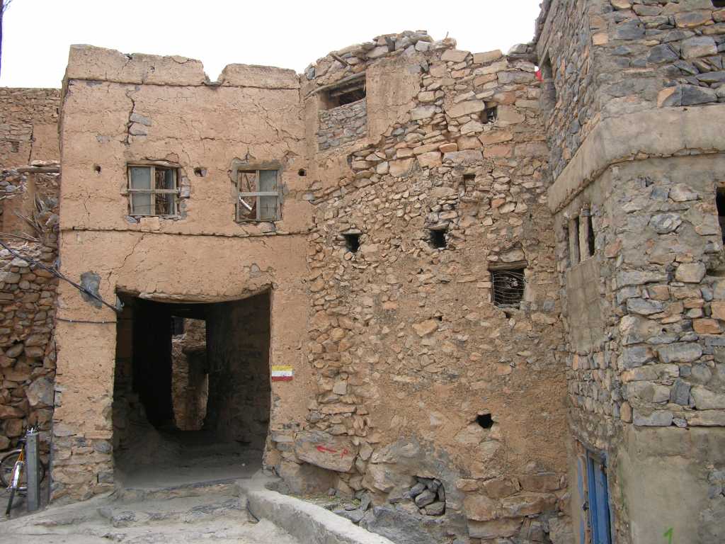 Muscat 07 02 Misfah Village Entrance A village has been at Mizfah in one form or other for thousands of years and the buildings are made by simply stacking rocks on top of each other. Here is the entrance to the village.